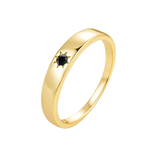 Midnight Onyx Gold Band