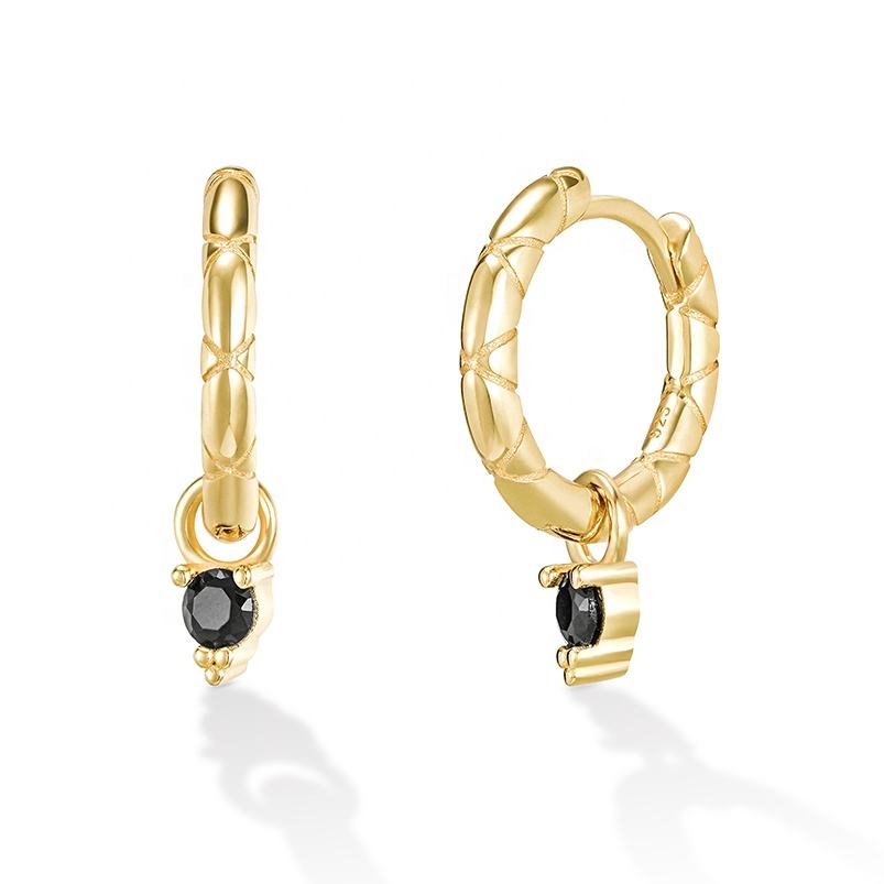 Midnight Onyx Gold Earrings