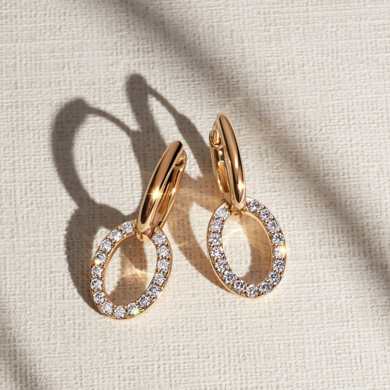 Oval Light Gold Earrings