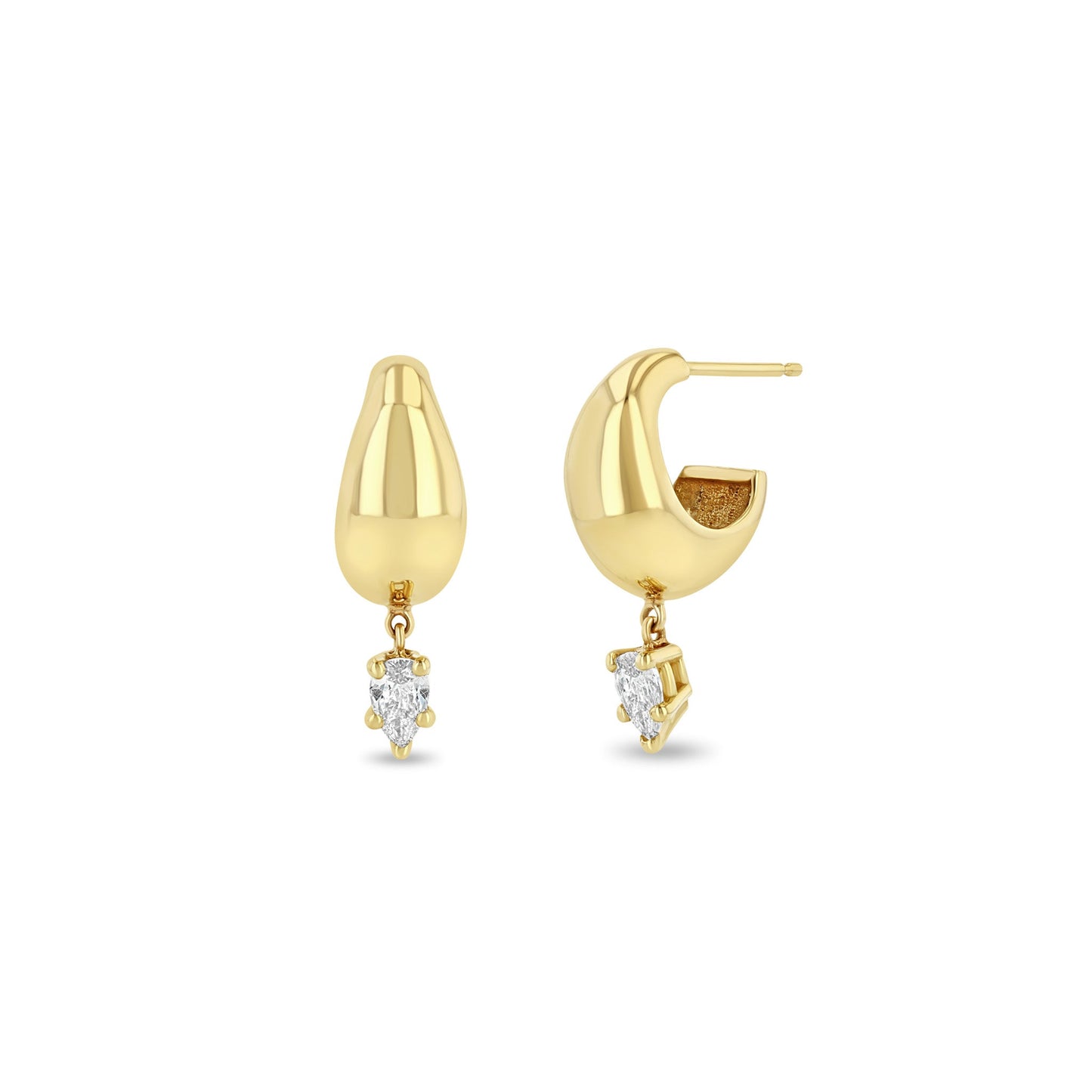 Crescent Drop Gold Earrings