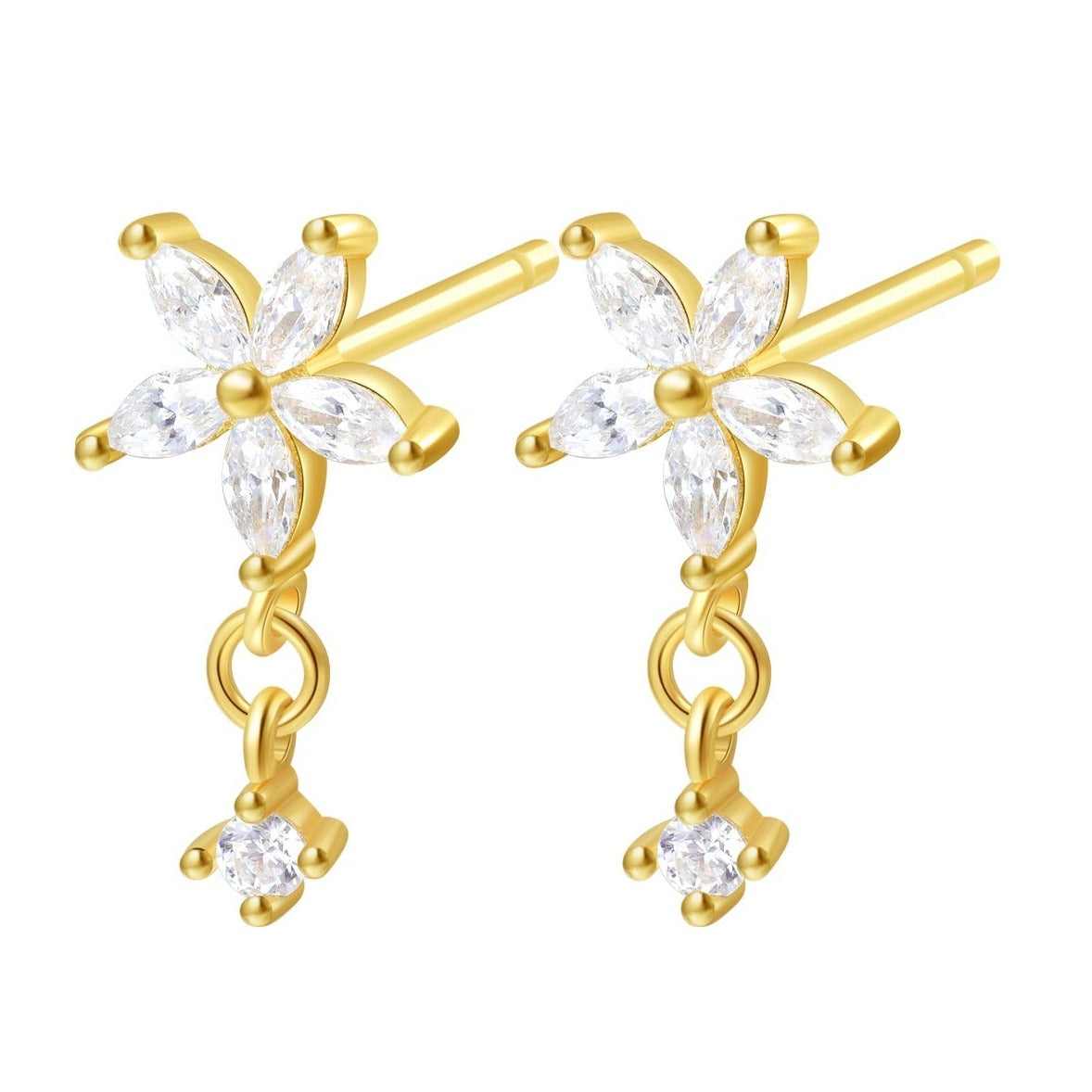 Flora Drop Gold Earrings