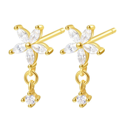 Flora Drop Gold Earrings