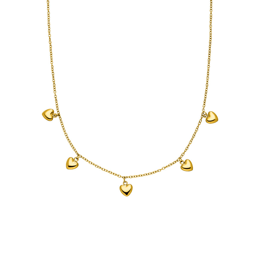 Five Hearts Delight Gold Necklace