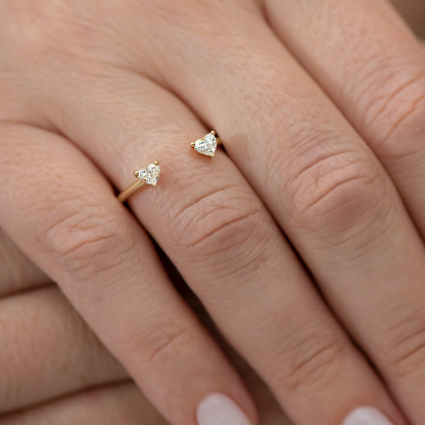 Twin Hearts Open Gold Ring