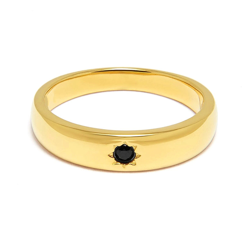 Midnight Onyx Gold Band