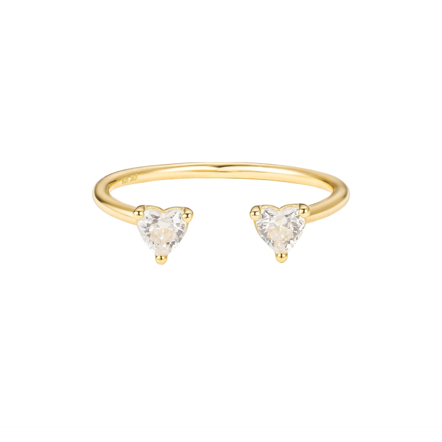 Twin Hearts Open Gold Ring