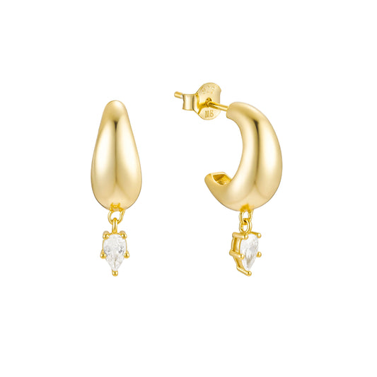 Crescent Drop Gold Earrings