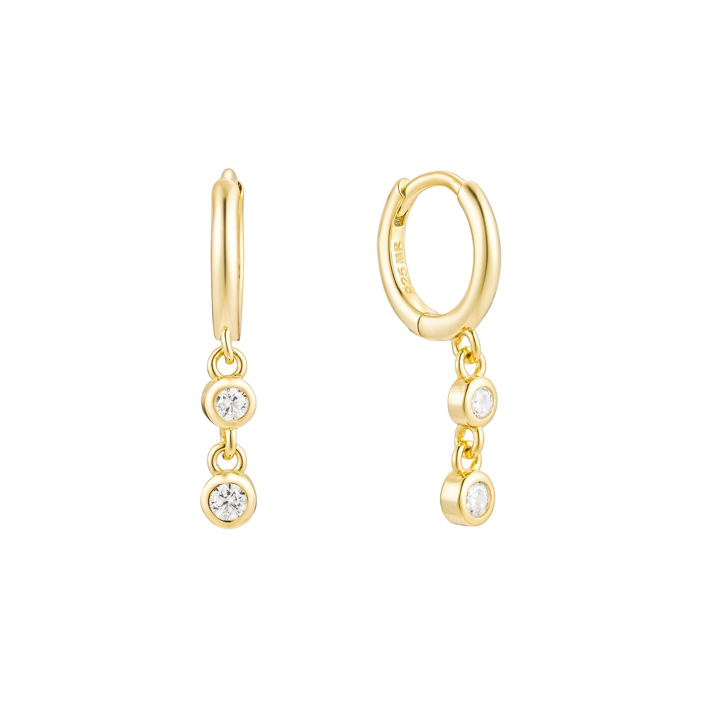 Duo Drops Gold Earrings