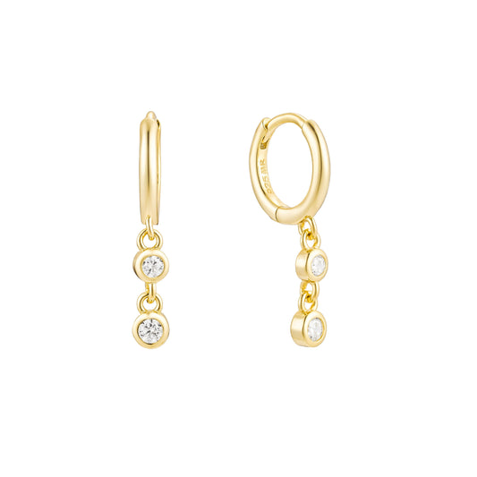 Duo Drops Gold Earrings